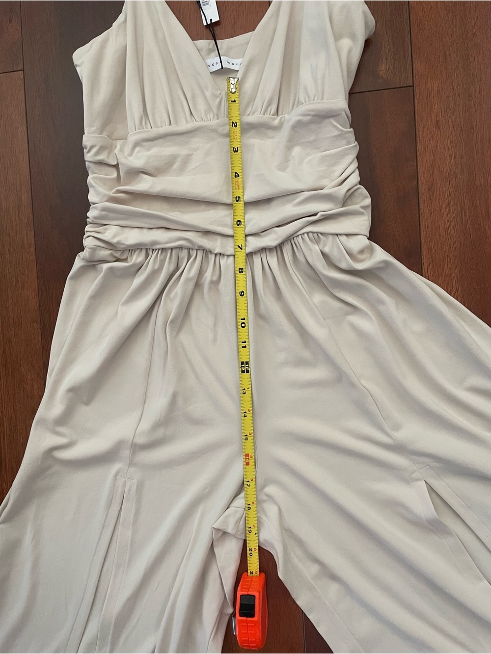 Susana Monaco String Slit Front Wide Leg Jumpsuit Blanched Almond size L | NWT - Picture 8 of 11